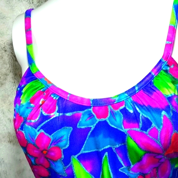 NWT Jantzen Botanical Beauty Lingerie One Piece Floral Print Swim Wear Size 14 - Picture 13 of 17